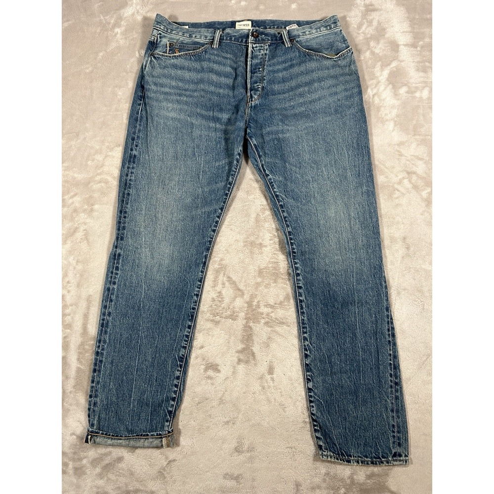 Todd Snyder Selvedge Jeans Mens 38x32 Distressed Denim Slim Fit Button Fly USA
